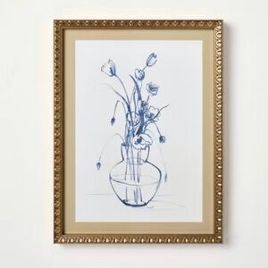 12"x16" Blue Floral Art Sketch Framed Wall Art - Hearth & Hand™ with Magnolia